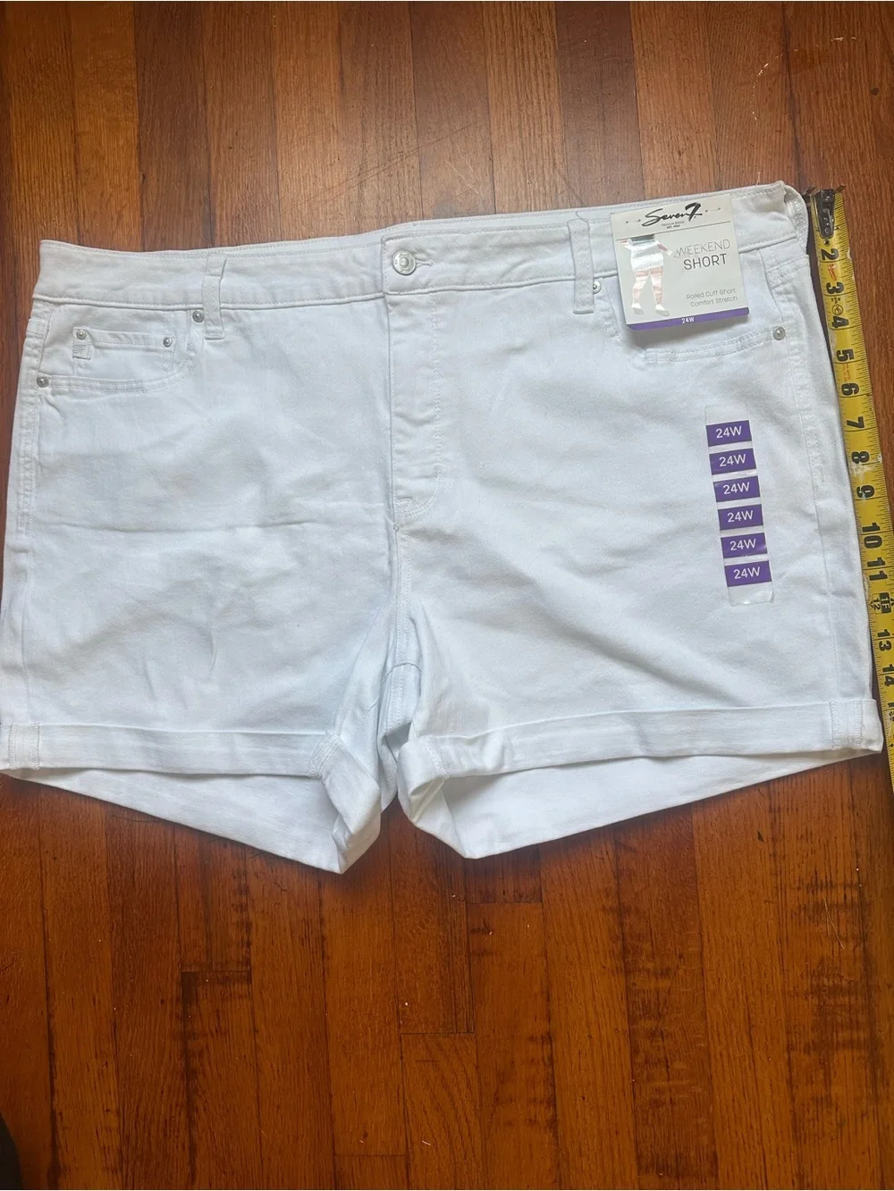 Seven7 White Cuffed Denim Weekend Shorts